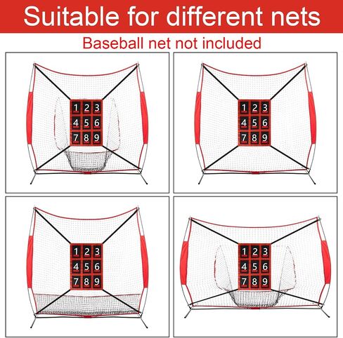 Waterproof Adjustable Baseball Strike Zone Target Net, 26.8x19.3in Numbered Softball 9 Hole Pitching Trainers with Numbers Sports Equipment Accessories Supplies for Training in Saudi Arabia