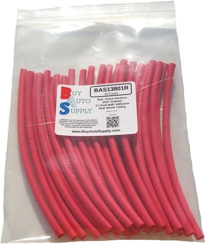 شراء التزويد التلقائي # BAS13801R (25 عدد) أحمر 3: 1 أنابيب تقليص الحرارة مزدوجة الجدار لاصق مبطن ، السيارات والصف البحري - الحجم: I.D 3/16 "(4.8 مم) - 6 بوصة أقسام in Kuwait