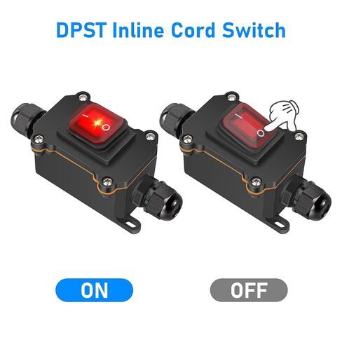 مفتاح الحبل المضمّن LinkStyle ، 12 فولت DC 20A 4 دبوس DPST على مفتاح تبديل مضمّن للماء مع ضوء أحمر وأسلاك AWG للأجهزة الكهربائية in Saudi Arabia