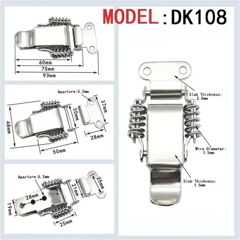 2Pcs-108-Steel Latch DK108 Spring Buckle Suitcase Chest Tool Box Locking Toggle Latch Hasp Lock Hardware Jewlery Box in Kuwait