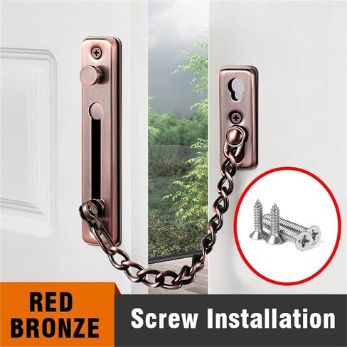 Red Bronze Stainless Steel Door Chain Lock Door Chain Door Latch Nail Thicken Door Lock 1Pcs in Saudi Arabia
