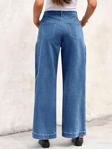 Cicy Bell Womens Wide Leg Jeans High Waisted Stretchy Baggy Loose Denim Casual Pants with Pockets in Saudi Arabia