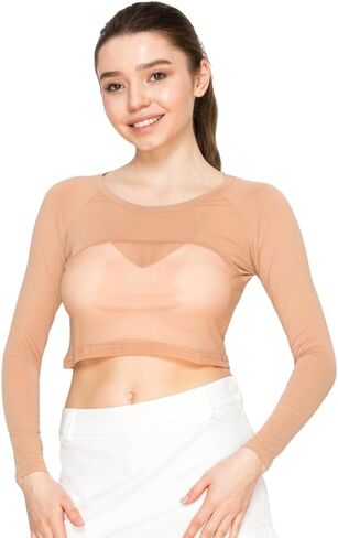 Large Golf Cooling Innerwear Women UV Protection Base Layer Inner Top Shirt Long Sleeves Crew Neck White in Saudi Arabia