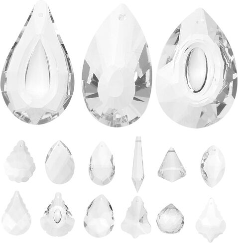 15pcs Crystal Hanging Prisms for Windows Diy Rainbow Maker Pendants جميلة صيادين الشمس للديكور المنزلي لحفل الزفاف والزينة Feng Shui in Saudi Arabia