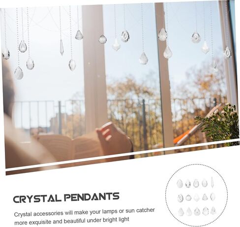 15pcs Crystal Hanging Prisms for Windows Diy Rainbow Maker Pendants جميلة صيادين الشمس للديكور المنزلي لحفل الزفاف والزينة Feng Shui in Saudi Arabia