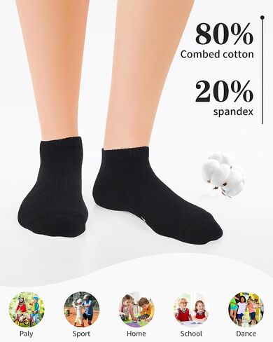AWAYTR Kids Ankle Socks for Boys - Athletic Socks for Girl Half Cushion Low Cut Cotton Breathable, 6 Pair Pack in Saudi Arabia