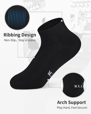 AWAYTR Kids Ankle Socks for Boys - Athletic Socks for Girl Half Cushion Low Cut Cotton Breathable, 6 Pair Pack in Saudi Arabia