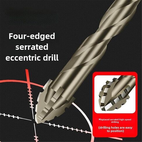 6 Pcs Four-Flute Sawtooth Eccentric Drill Bit, High-Strength Eccentric Twist Drill Bit, Heavy-Duty Carbide Tip, for Stone Glass Concrete Wood Brick Metal (4/5/6/8/10/12mm) in Saudi Arabia