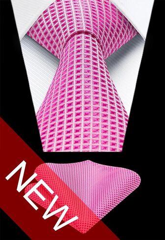 HISDERN Ties for Men Formal Business Plaid Checked Mens Ties and Pocket Square Set Classic Wedding Necktie Handkerchief in Saudi Arabia