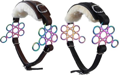 Brown/Black Rainbow Multi Color Hackamore Bitless Horse Bit English Western Adjustable Flower Padded Fur Leather Bridle Equestrian (Brown) in Saudi Arabia