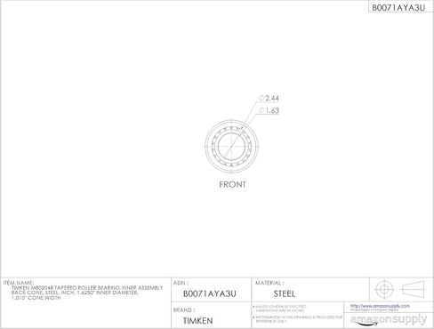 Timken M802048 Tapered Roller Bearing Inner Race Assembly Cone, Steel, Inch, 1.6250" Inner Diameter, 1.010" Cone Width in Saudi Arabia