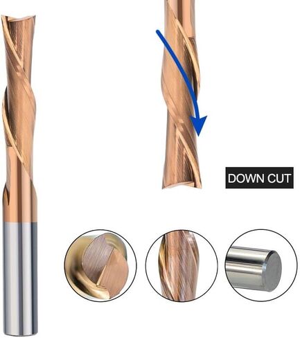 3.175-12mm Shank 2 Flute Cutter Left Spiral Down Cutter Carbide Spiral End Mill for Cutting Aluminum CNC Router Bit(3.175x1.5x8x40L) in Saudi Arabia