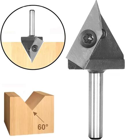 1/4 "1/2" 6 مم شانك CNC إدراج V-Groove جهاز التوجيه بت 60 درجة V بتات خشبية الشطب 3D نقش قواطع الطحن (6 ملم شانك) in Saudi Arabia