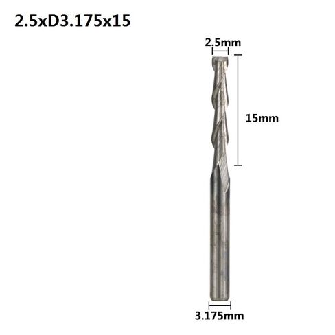 10pcs 3.175 1/8 Shank Carbide Milling Cutter 2 Flute Flat End Mill Spiral CNC Router Bit for Woodworking Engraving 0.8-3.175mm(2.5xD3.175x15) in Kuwait