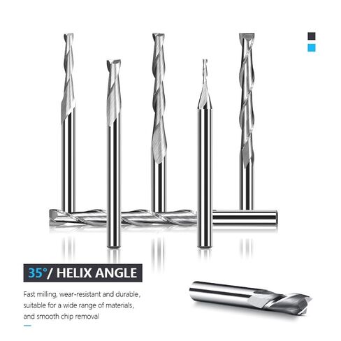 10pcs 3.175 1/8 Shank Carbide Milling Cutter 2 Flute Flat End Mill Spiral CNC Router Bit for Woodworking Engraving 0.8-3.175mm(2.5xD3.175x15) in Kuwait