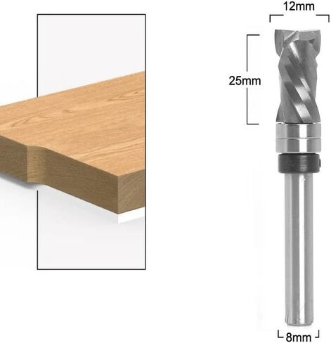 8mm Shank Bearing Ultra-Performance Compression Flush Trim Solid Carbide CNC Router Bit for Woodworking End Mill Cutters(2 Flutes) in Saudi Arabia
