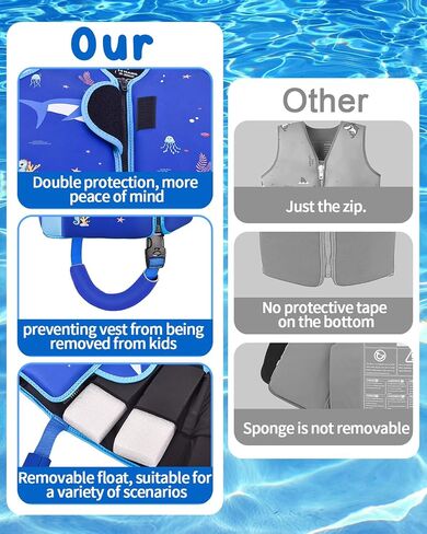 Kids Swim Vest, Toddler Swim Jacket for 20-30-50lbs Boys Girls, Toddler Floaties with Adjustable Safety Strap for Pool, Beach, Boating, Learn to Swim in Saudi Arabia