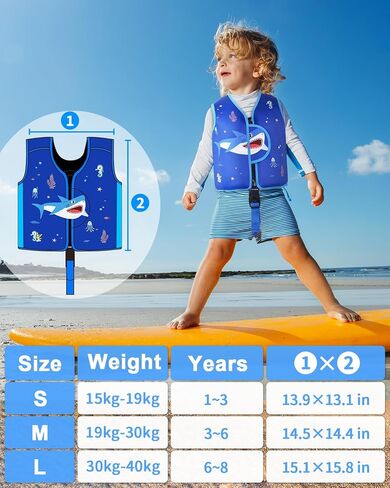 Kids Swim Vest, Toddler Swim Jacket for 20-30-50lbs Boys Girls, Toddler Floaties with Adjustable Safety Strap for Pool, Beach, Boating, Learn to Swim in Saudi Arabia