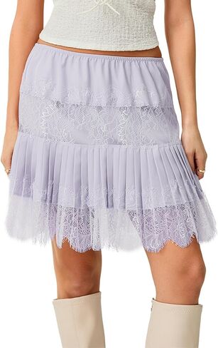 Lisenrain Women Mini Slip Skirt Lace Trim Lace Lace Lunderskirt Y2K Summer Summer Tier -Flowy Flowy Shulk Skirt in Kuwait