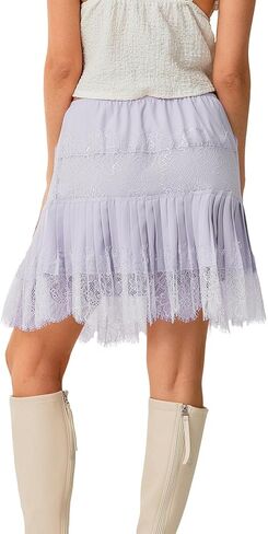 Lisenrain Women Mini Slip Skirt Lace Trim Lace Lace Lunderskirt Y2K Summer Summer Tier -Flowy Flowy Shulk Skirt in Kuwait