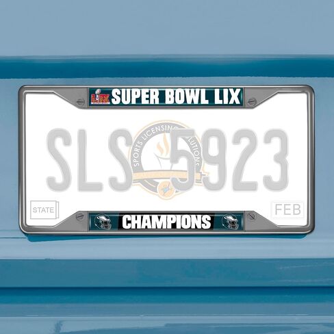 FANMATS 46247 2024-25 Super Bowl LIX Champions - Philadelphia Eagles License Plate Frame | Chrome | 6.25"x12.25" | Super Bowl LIX Champions Logo in Kuwait