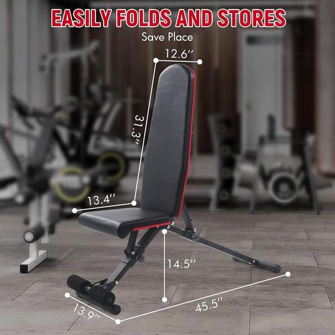 Weight Bench,800LBS Foldable Workout Bench,Adjustable Strength Training Bench for Full Body Workout,11 Adjustable Backrests,Incline Decline Bench Press,for Home Gym Dumbbell Exercise in Saudi Arabia