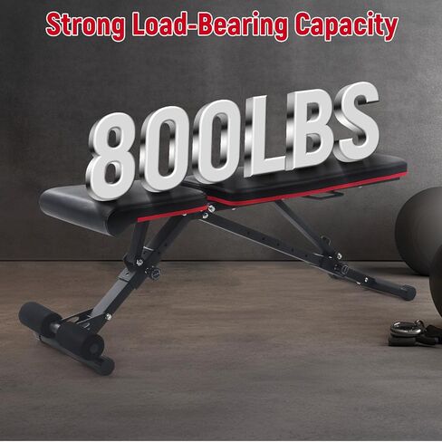 Weight Bench,800LBS Foldable Workout Bench,Adjustable Strength Training Bench for Full Body Workout,11 Adjustable Backrests,Incline Decline Bench Press,for Home Gym Dumbbell Exercise in Saudi Arabia