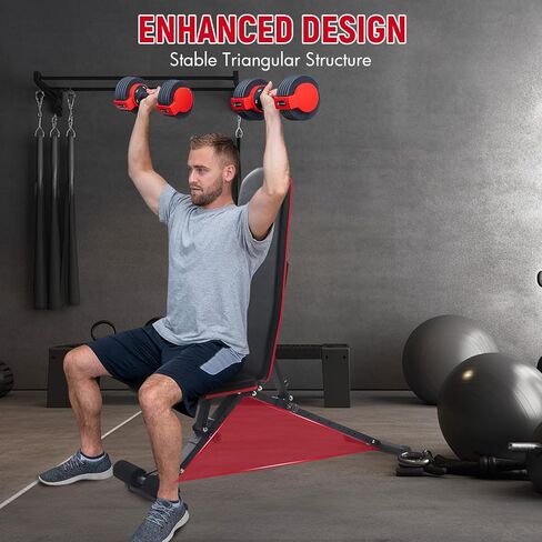 Weight Bench,800LBS Foldable Workout Bench,Adjustable Strength Training Bench for Full Body Workout,11 Adjustable Backrests,Incline Decline Bench Press,for Home Gym Dumbbell Exercise in Saudi Arabia