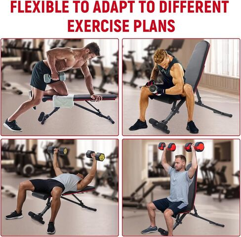 Weight Bench,800LBS Foldable Workout Bench,Adjustable Strength Training Bench for Full Body Workout,11 Adjustable Backrests,Incline Decline Bench Press,for Home Gym Dumbbell Exercise in Saudi Arabia