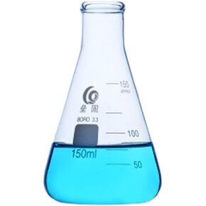 1 Set Glass Conical Flask Glass Erlenmeyer Triangular Measuring Bottle Resistance Lab in Kuwait