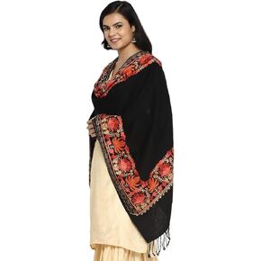 نساء Zamour مطرزة على التفاف وشاح كبير في صوف البشمينا فو ، الكشميري الهندي الأوشحة الشتوية الضخمة لفات شال in Kuwait