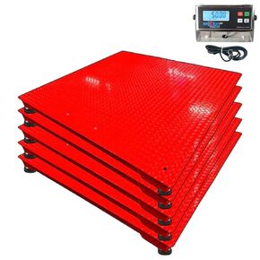 SellEton SL-700-2x3 | 24" x 36" (2x3) Multi-Pack Floor Scales with Indicator, Industrial and Warehouse Uses | 5X Multi-Pack in Red | 10,000 lb x 1 lb in Kuwait