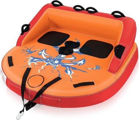 Goplus Inflatable Towable Tubes for Boating, 1-2/1-3 Riders Water Sports Tube for Boat to Pull, Sofa Style Boat Tube with Drainage, Dual Front and Back Tow Points in Saudi Arabia