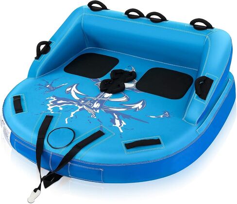 Goplus Inflatable Towable Tubes for Boating, 1-2/1-3 Riders Water Sports Tube for Boat to Pull, Sofa Style Boat Tube with Drainage, Dual Front and Back Tow Points in Kuwait