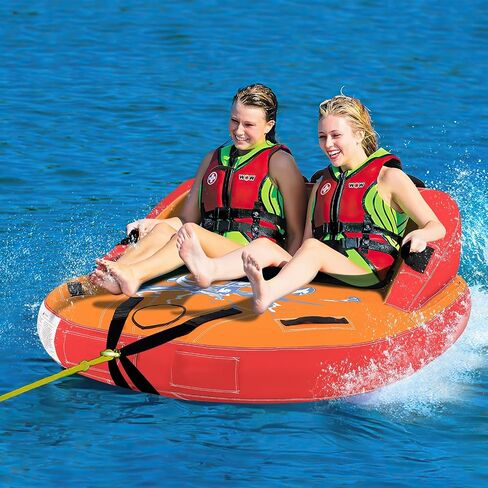 Goplus Inflatable Towable Tubes for Boating, 1-2/1-3 Riders Water Sports Tube for Boat to Pull, Sofa Style Boat Tube with Drainage, Dual Front and Back Tow Points in Saudi Arabia