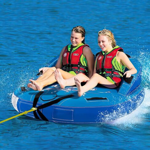 Goplus Inflatable Towable Tubes for Boating, 1-2/1-3 Riders Water Sports Tube for Boat to Pull, Sofa Style Boat Tube with Drainage, Dual Front and Back Tow Points in Kuwait