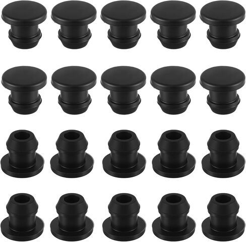 20 PCS Rubber Plugs مقابس فتحة مطاطية للثقوب المستديرة 6 مم/0.24 بوصة قطرها أسود مقاومة للماء قابس سيليكون قابس سيليكون لختم الثقوب أنبوب اختبار الثقوب in Saudi Arabia