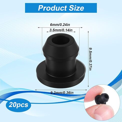 20 PCS Rubber Plugs مقابس فتحة مطاطية للثقوب المستديرة 6 مم/0.24 بوصة قطرها أسود مقاومة للماء قابس سيليكون قابس سيليكون لختم الثقوب أنبوب اختبار الثقوب in Saudi Arabia