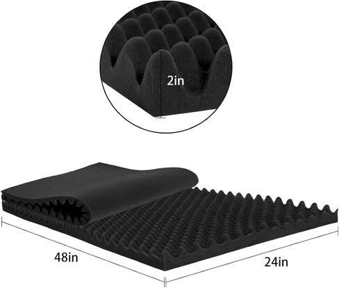 1 Pack Egg Crate Foam, 48X24X2'' Acoustic Panels, Soundproof Wall Panels, Quick Expansion Sound Absorbers for Live Rooms, Broadcasting Studios & Gaming Rooms, Black in Saudi Arabia