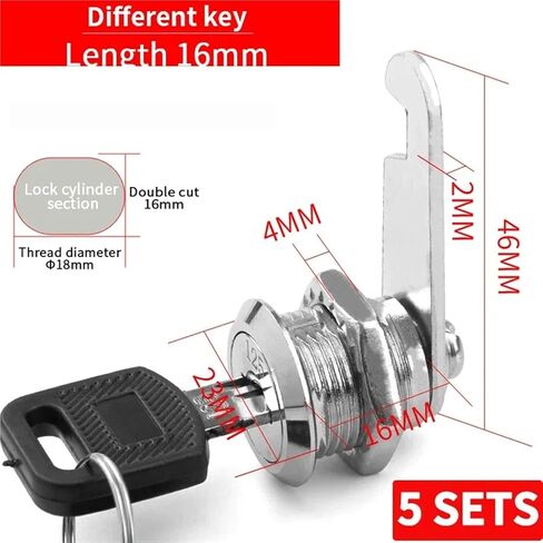 5sets File Cabinet Lock Iron Sheor Soiler Locker Clinder Cabinet Cabinet Babinet Lock Lock with 2 مفتاحين (مفتاح خاص 20 مم-01) in Saudi Arabia