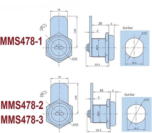 Cabinet Cam Lock for Box Cupboard Locker Yacht Car Bathroom Window Hardware MMS478 1Pcs(MMS478 1 20mm) in Saudi Arabia