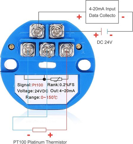 Meccanixity 0-600c RTD PT100 وحدة مرسل الاستشعار درجة الحرارة 4-20MA مضخم درجة الحرارة DC24V للوحدات الحرارية ، وحدات PLC in Kuwait