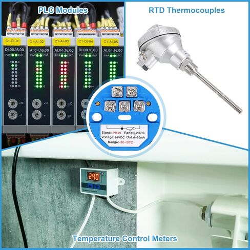 Meccanixity 0-600c RTD PT100 وحدة مرسل الاستشعار درجة الحرارة 4-20MA مضخم درجة الحرارة DC24V للوحدات الحرارية ، وحدات PLC in Kuwait