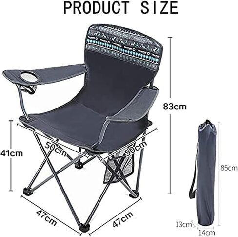 Portable Folding Chair Camping Folding Chair Collapsible Padded Arm Chair with Cup Holder, Lumbar Back Chair for Outdoor Indoor Adjustable Folding Chair(83 * 47 * 47cm) in Saudi Arabia