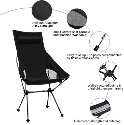 Portable Folding Chair Fishing Chair Outdoor Camping Picnic Seat Aluminum Portable Ultralight Folding Chairs Beach Chair for Fishing Tools Adjustable Folding Chair(E) in Saudi Arabia
