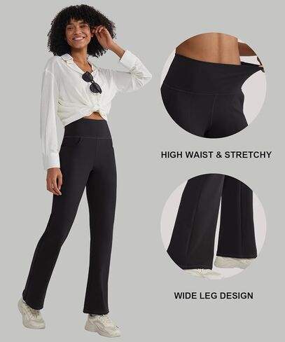 ALONG FIT Flare Leggings with Pocket Bootcut Yoga Pants for Women High Waist Flare Pants Workout Leggings for Yoga GMY Casual in Kuwait