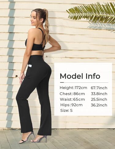 ALONG FIT Flare Leggings with Pocket Bootcut Yoga Pants for Women High Waist Flare Pants Workout Leggings for Yoga GMY Casual in Kuwait