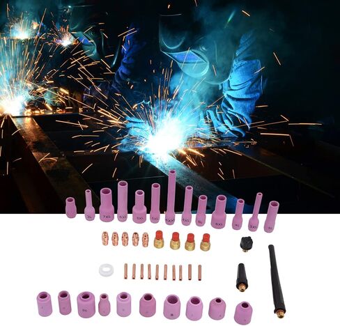 46Pcs TIG Gas Lens Kit Collet Body Assorted Size for WP9 20 25 TIG Welding Torch Accessories Built in Filter Better Filter Impurities Easy to Replace Good Quality in Saudi Arabia