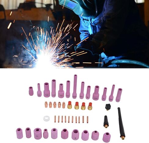 46Pcs TIG Gas Lens Kit Collet Body Assorted Size for WP9 20 25 TIG Welding Torch Accessories Built in Filter Better Filter Impurities Easy to Replace Good Quality in Saudi Arabia