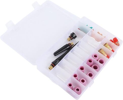 55pcs TIG لحام الملحقات مجموعة كوب كوب موصل قطب كهربائي المشبك PTFE الأمامي مثالي ل WP 17 18 26 بندقية لحام مصنوعة من النحاس المتميز والسيراميك لصالح in Saudi Arabia